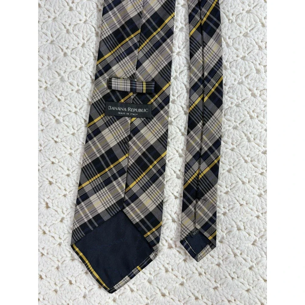 Banana Republic Vintage Men's Silk Tie Plaid Wide 4